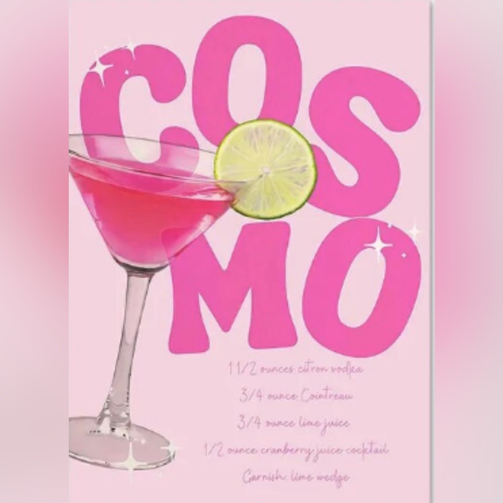 Vintage Cocktail Wall Art 30x40cm No Frame